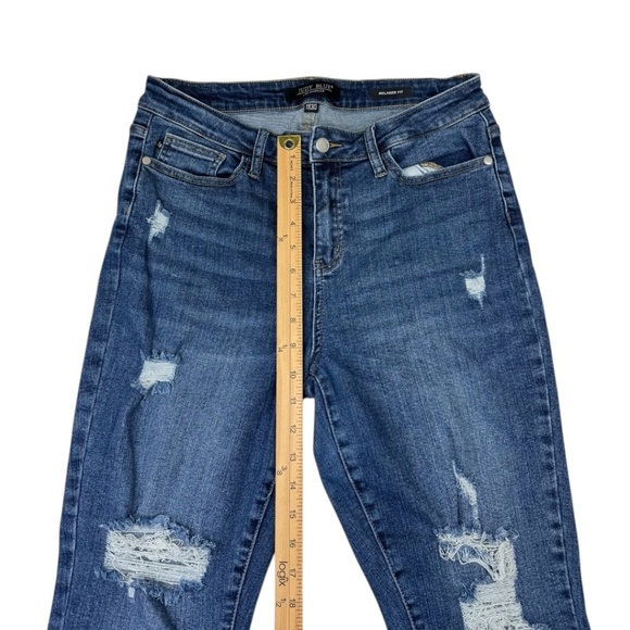 Judy Blue Mid Rise Vintage Relaxed Fit Cropped Distressed Raw Hem Jeans 11/30 - Picture 16 of 16